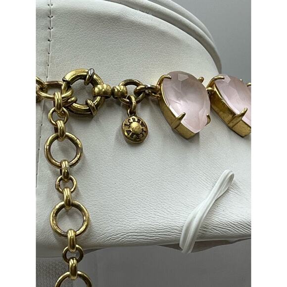 J. Crew Frosted Matte Satin Light Pink Teardrop Rhinestone Full Necklace - Picture 10 of 16